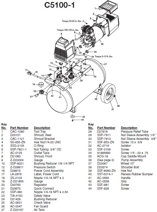C5100-1 Compressor Breakdown and parts